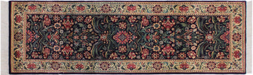 handmade Traditional Gohar Blue Beige Hand Knotted RUNNER 100% WOOL area rug 3x7